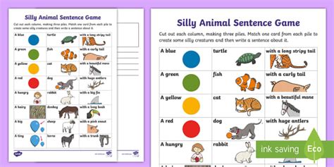 Silly Animal Sentences Game | CfE Early Level Resources