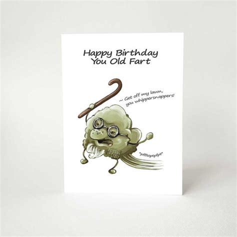 Funny Birthday Card Old Fart Blank Greeting Card Happy | Etsy