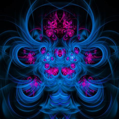 Blue And Pink Abstract Fractal Art Square Format Digital Art by Matthias Hauser