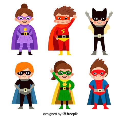 Premium Vector | Collection of superhero kids