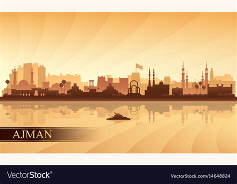 Ajman city skyline silhouette background Vector Image