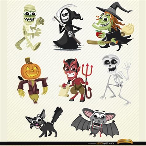 Halloween Vector Cartoon Characters Set | FreeVectors