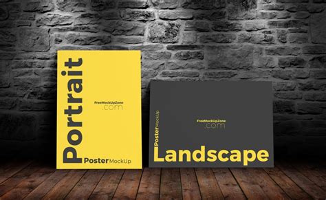 Free-Landscape-&-Portrait-Poster-MockUp - Free Mockup ZoneFree Mockup Zone