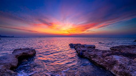 1920x1080 Resolution Mediterranean Sea Sunset 1080P Laptop Full HD Wallpaper - Wallpapers Den