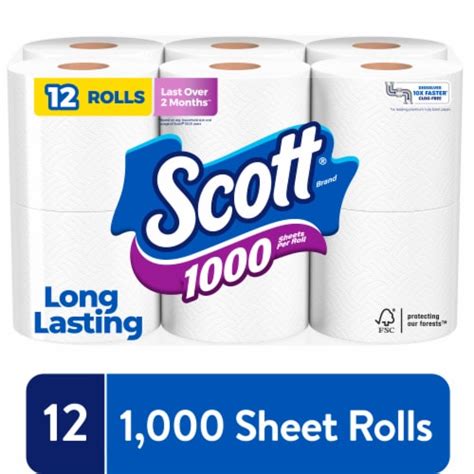 Scott 1000 Regular Rolls 1 Ply Toilet Paper, 12 ct - Fred Meyer