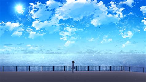 2560x1440 Resolution Anime Girl Near Ocean 1440P Resolution Wallpaper - Wallpapers Den