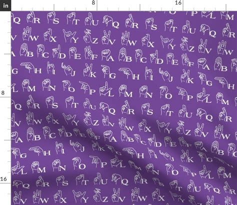 Sign Language Alphabet // Purple Fabric | Spoonflower