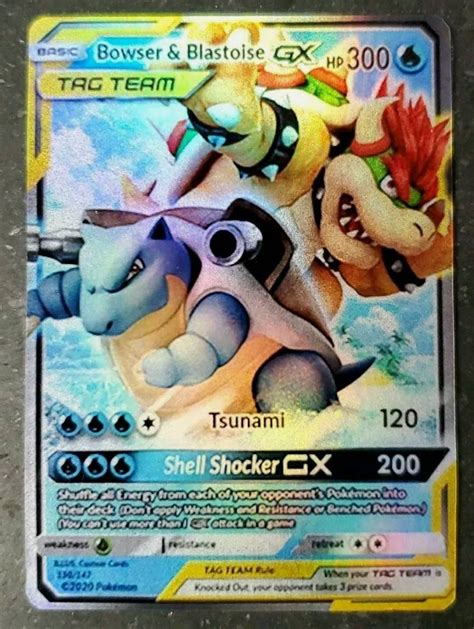 Legendary Rare Shiny Pokemon Orica Card BLASTOISE & BOWSER - Etsy