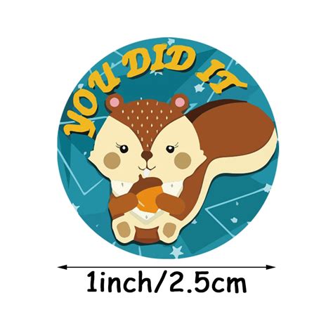 "500PCS/ROLL Reward Stickers Cute Animals Encouragement Sticker Roll for Kids Students Teachers ...