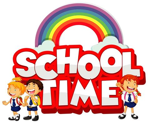 School time text with rainbow and kids 1366987 Vector Art at Vecteezy