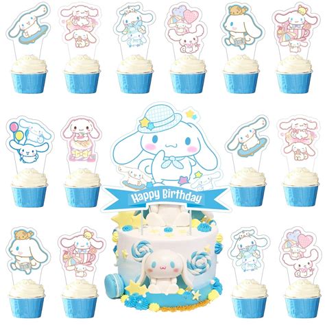 Buy 25 Pcs Cinnamoroll Cake Topper and Cupcake Toppers Set, Cinnamoroll Birthday Party Supplies ...