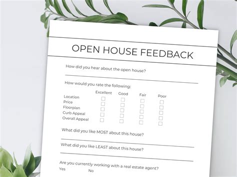 Open House Feedback Form Editable Canva Template & Pdfs | Etsy | Open house, Open house real ...