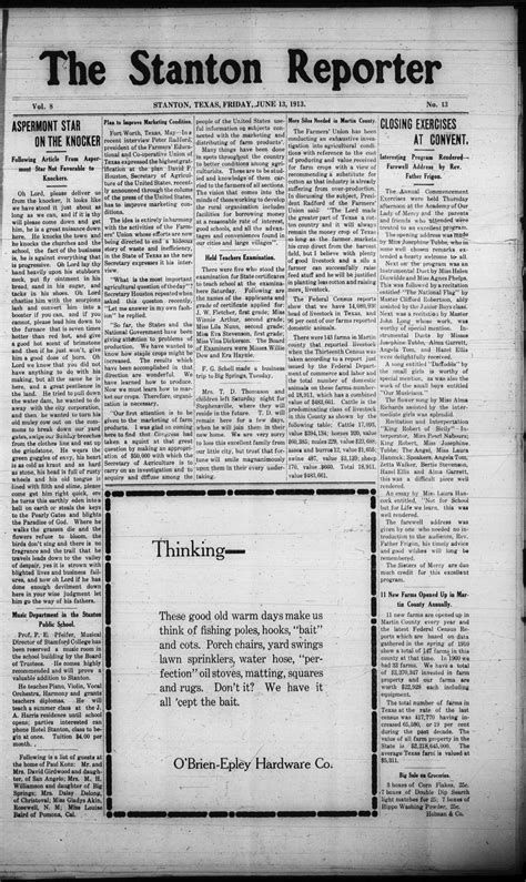 The Stanton Reporter (Stanton, Tex.), Vol. 8, No. 13, Ed. 1 Friday, June 13, 1913 - The Portal ...