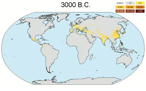 World population density (3000 BC - 2000 AD)