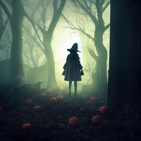 Premium AI Image | Scary creepy Happy Halloween forest night background 3D illustration