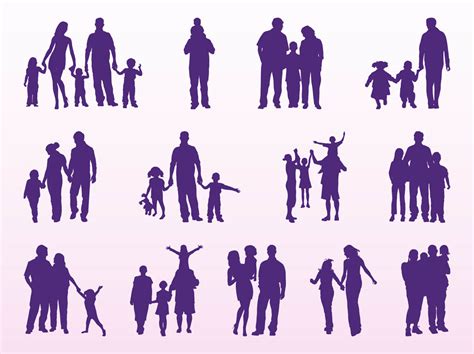 Family Silhouettes Set Vector Art & Graphics | freevector.com