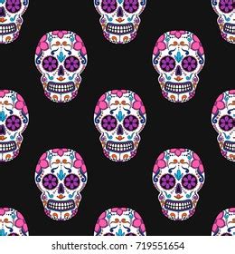 Day Dead Colorful Skull Floral Ornament Stock Vector (Royalty Free) 719551654