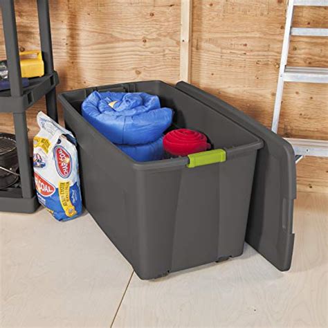 Plastic Tote With Wheels. Sterilite 19483V04 45 Gallon/170 Liter ...