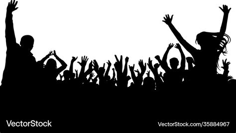 Crowd cheer people silhouette applauding audience Vector Image