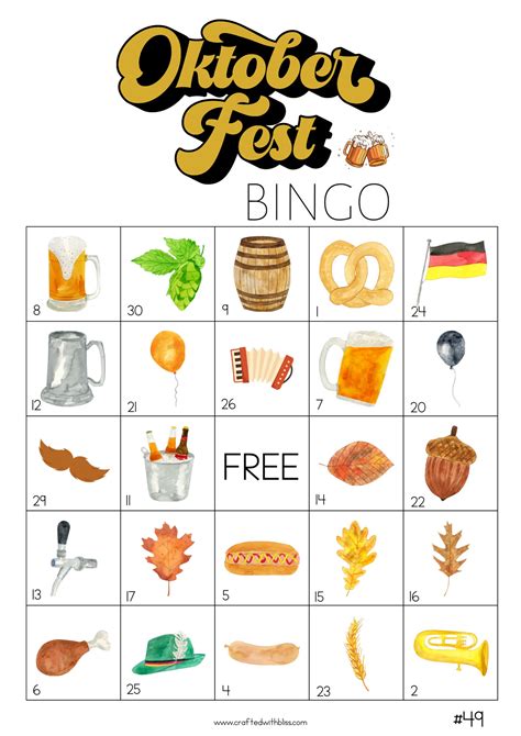 50 Oktoberfest Bingo Cards, Bingo Game, Oktoberfest Party Game, Work Office Game, Games for ...