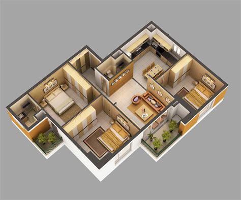 3D Model Home Interior Fully Furnished 3D Model MAX | CGTrader.com