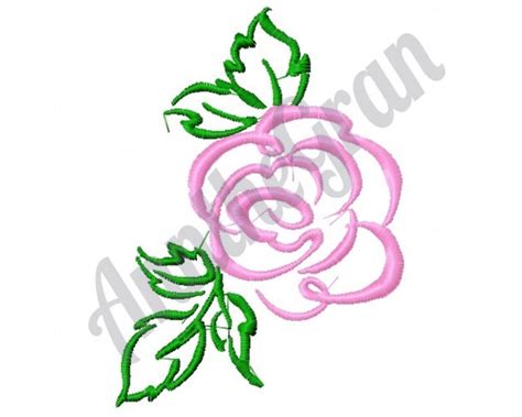 Pink Rose Outline Embroidery Design. Machine Embroidery Design. Rose Embroidery Pattern. Floral ...