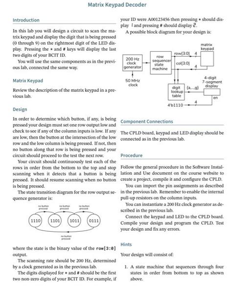 Matrix Keypad Decoder Matrix Keypad Review the | Chegg.com