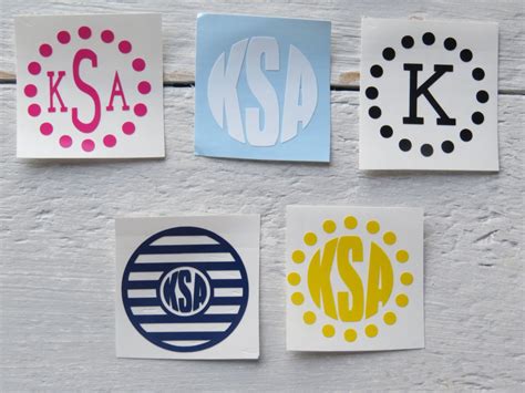 Circle Monogram Decal / Vinyl Monogram / Monogram Sticker / | Etsy