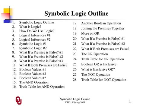 PPT - Symbolic Logic Outline PowerPoint Presentation - ID:805862