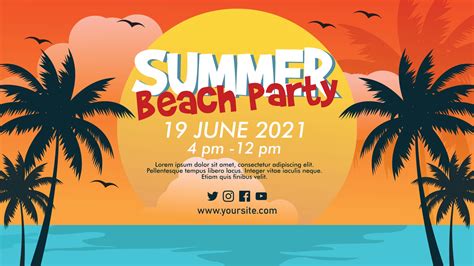 Summer Beach Party Vector Art, Icons, and Graphics for Free Download