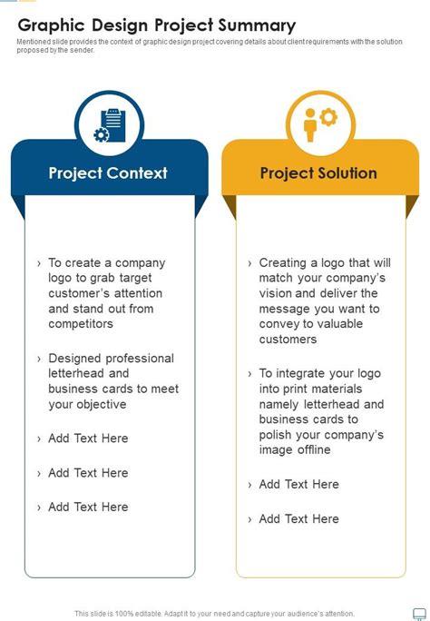 Graphic Design Project Summary One Pager Sample Example Document | Presentation Graphics ...