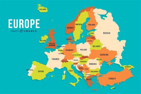 Europe Colored Country Map Design Vector Download