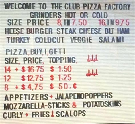 Pizza Factory Menu, Florence, MA