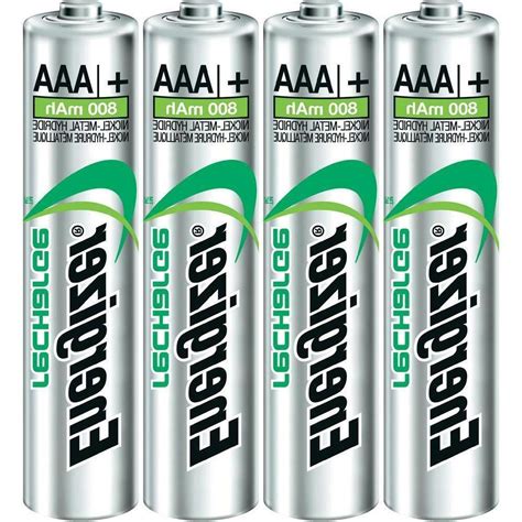 Energizer Rechargeable AAA Batteries, NiMH, 800 mAh, Pre-Charged,