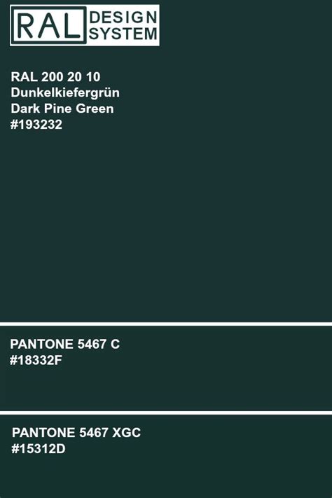 RAL 200 20 10 Dark Pine Green #color #RAL #hex #pantone #PMS | Design ...