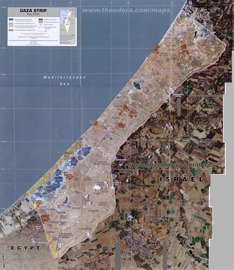 Gaza Strip Map - Annotated Detailed Aerial Photographic Montage Map