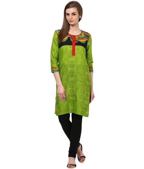 Indi Dori Printed Kurti With Lace - Buy Indi Dori Printed Kurti With Lace Online at Best Prices ...