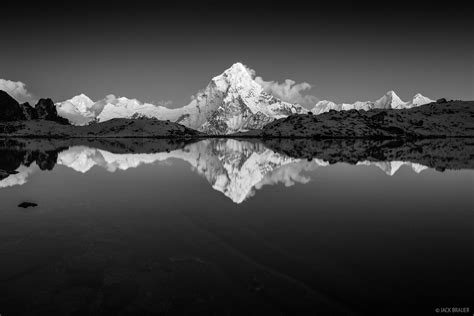 Ama Dablam Alpenglow Reflection B&W | Khumbu, Nepal | Mountain Photography by Jack Brauer