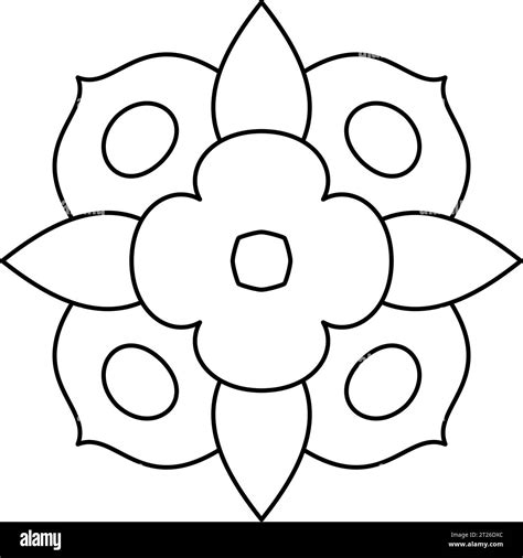 Mandala - Easy Floral Mandala Radial Symmetry Coloring Page for Kids in Beautiful Flower and ...