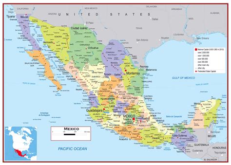 Large detailed political and administrative map of Mexico with roads and cities | Vidiani.com ...