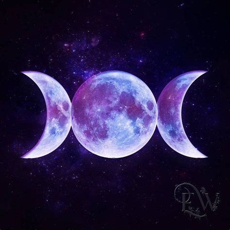 Triple Moon Goddess ART PRINT, Celestial Space Poster, Purple Moon Wall Décor, Pagan Art, Witchy ...