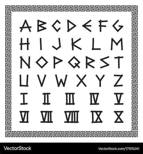 Greek font english alphabet ancient latin Vector Image