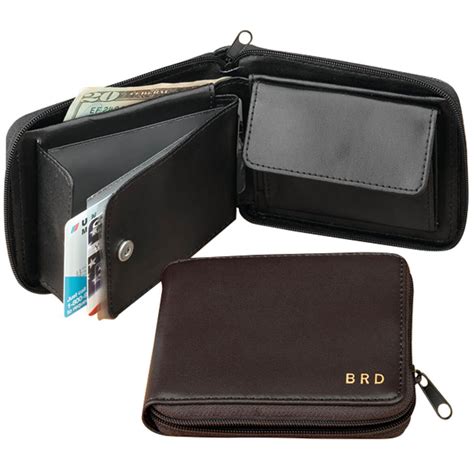 Personalized Men's Leather Zipper Wallet - Walter Drake