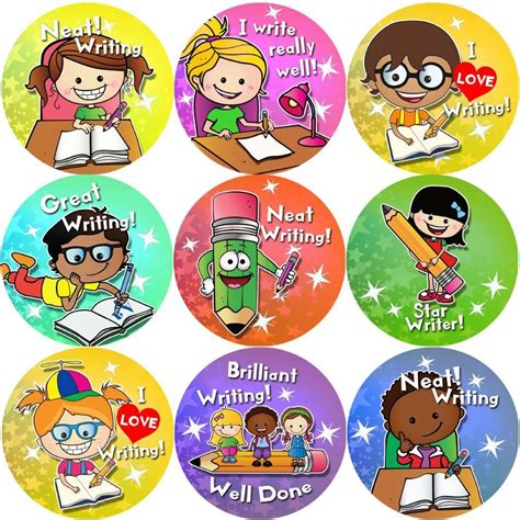 144 Writing Awards 30 mm Reward Stickers for School Teachers, Parents ...