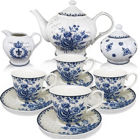 BTäT - Tea Set, China Tea Set, Tea Service, Tea Cups (8oz), Creamer and ...