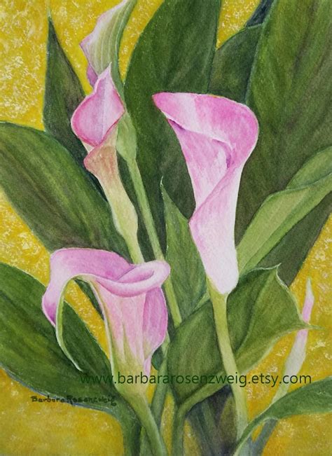 Calla Lilies Flower Watercolor Painting Art Print Pink Flower | Etsy