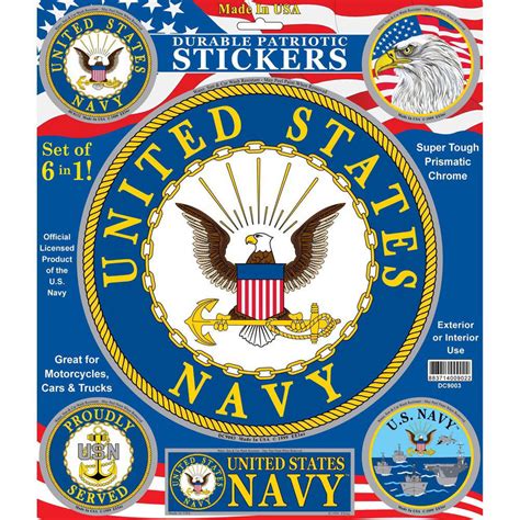 Rush Indstries, Inc. United States Navy Set of 6 in 1 Patriotic Car Decals - Walmart.com