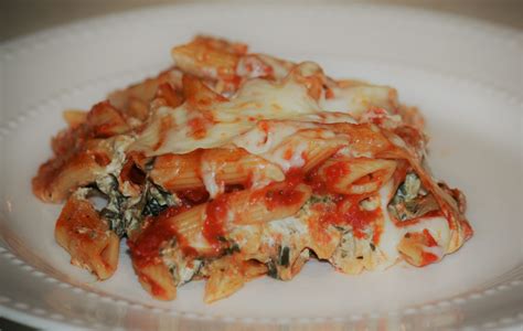 Baked Spinach and Cheese Ziti (Ziti Florentine) - dishing simple