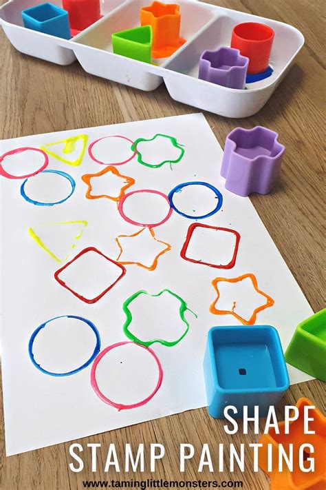 Shape Stamp Painting for Toddlers and Preschoolers. A great arts and crafts activity for kids ...