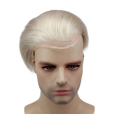 #60 Blonde Human Hair Toupee For Men Mono Transparent Lace Toupee With ...